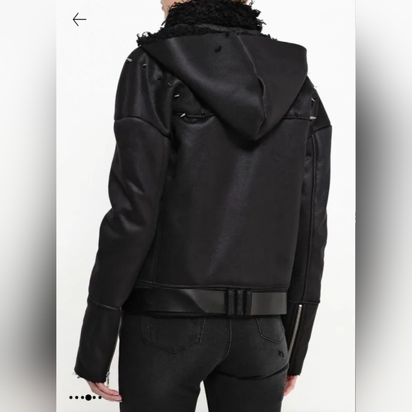 ONE TEASPOON Faux Sherling Black Aviator Coat - Picture 6 of 9